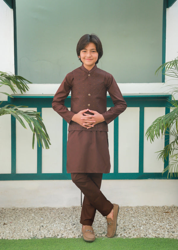 Maple Brown Waistcoat Suit Ahw-045