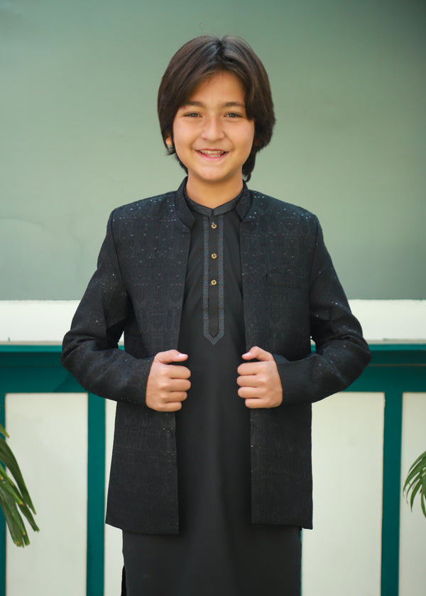 Black Open Prince Coat Suit P39
