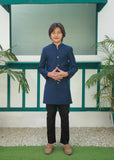 Yale Blue Plain Sherwani S43
