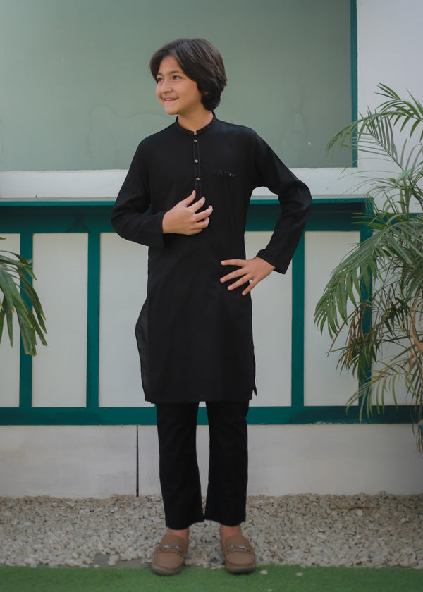 Deep Black Kurta Trouser AH 100