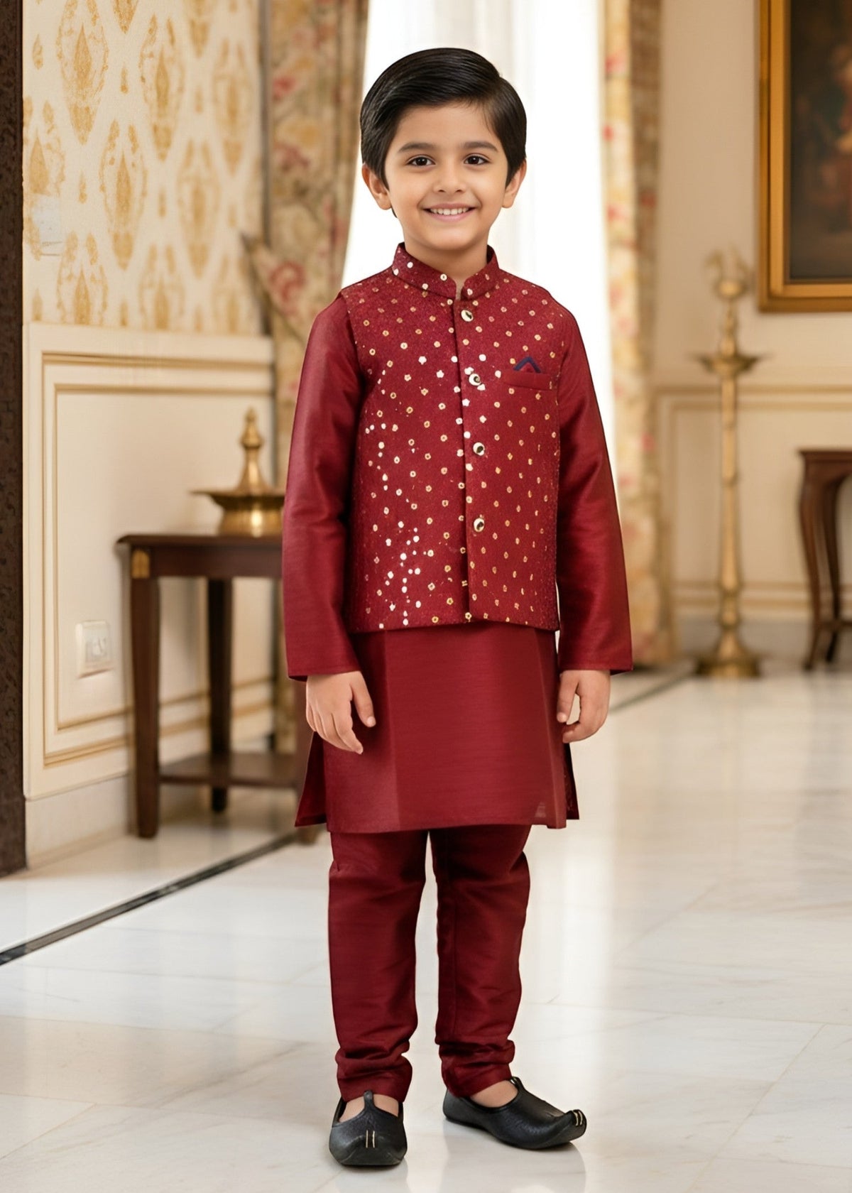 Berry Red Waistcoat Suit Ahw-053 Main image