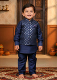 Prussian Blue Waistcoat Suit Ahw-055