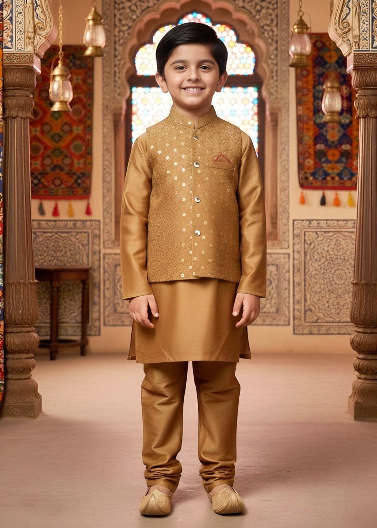 Almond Brown Waistcoat Suit Ahw-056 Main image