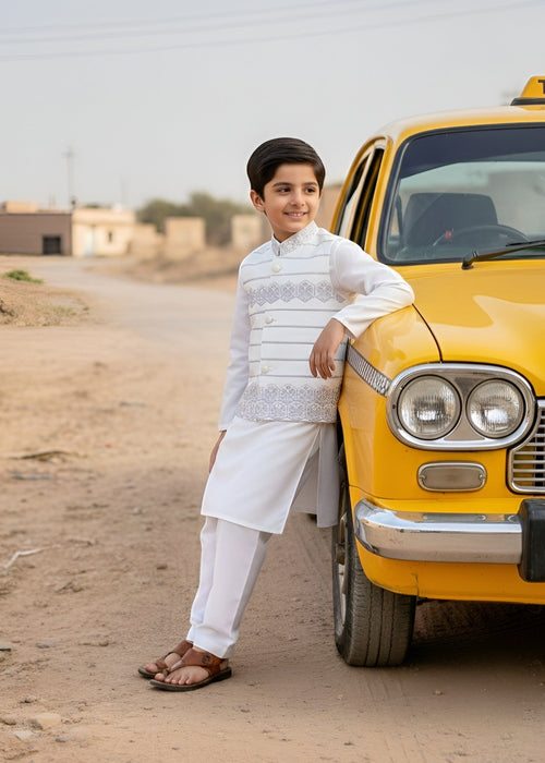 White Waistcoat Suit Ahw-058