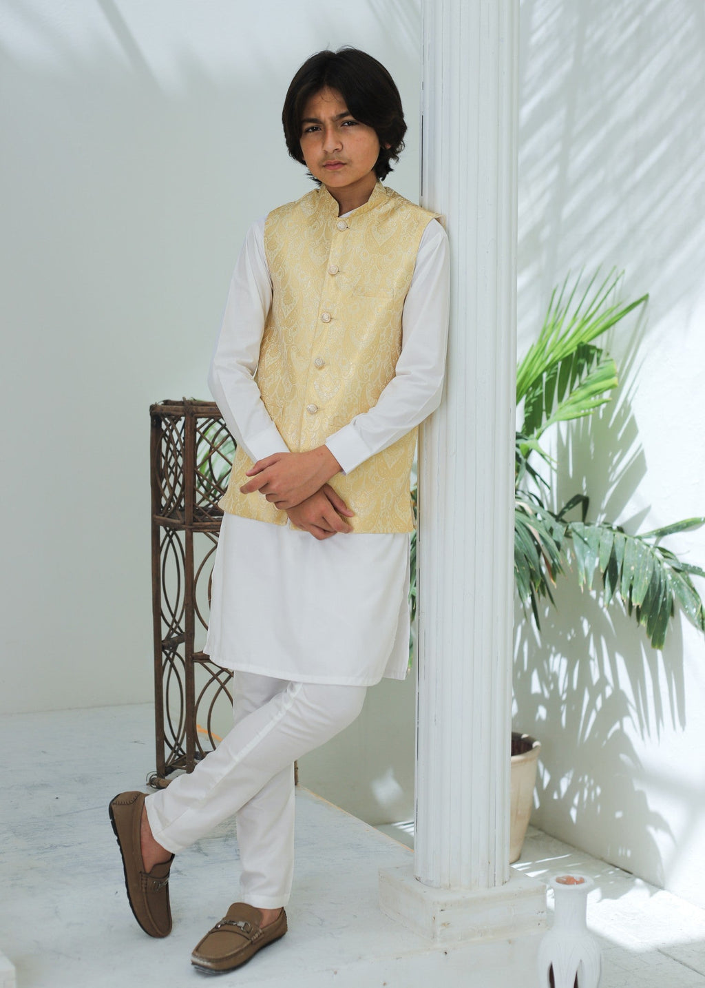 Cream And Gold Waistcoat Suit -EW 85