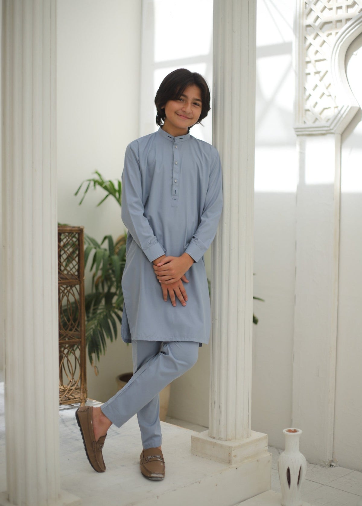 Duck Egg Grey Kurta Trouser KT 163 Main image