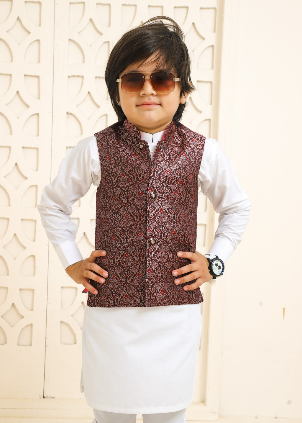 Maroon Waistcoat Suit -EW 86