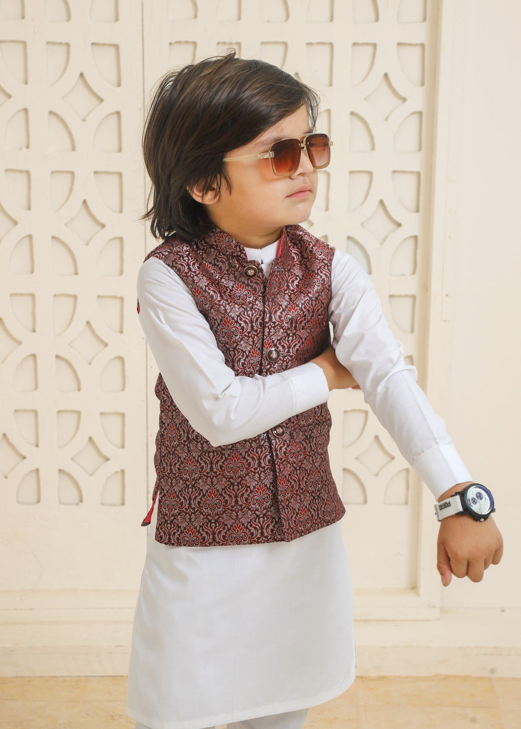Maroon Waistcoat Suit -EW 86