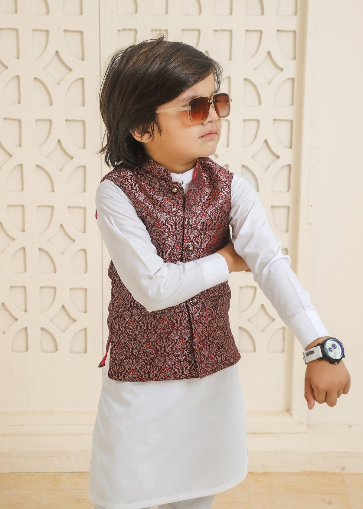 Maroon Waistcoat Suit -EW 86