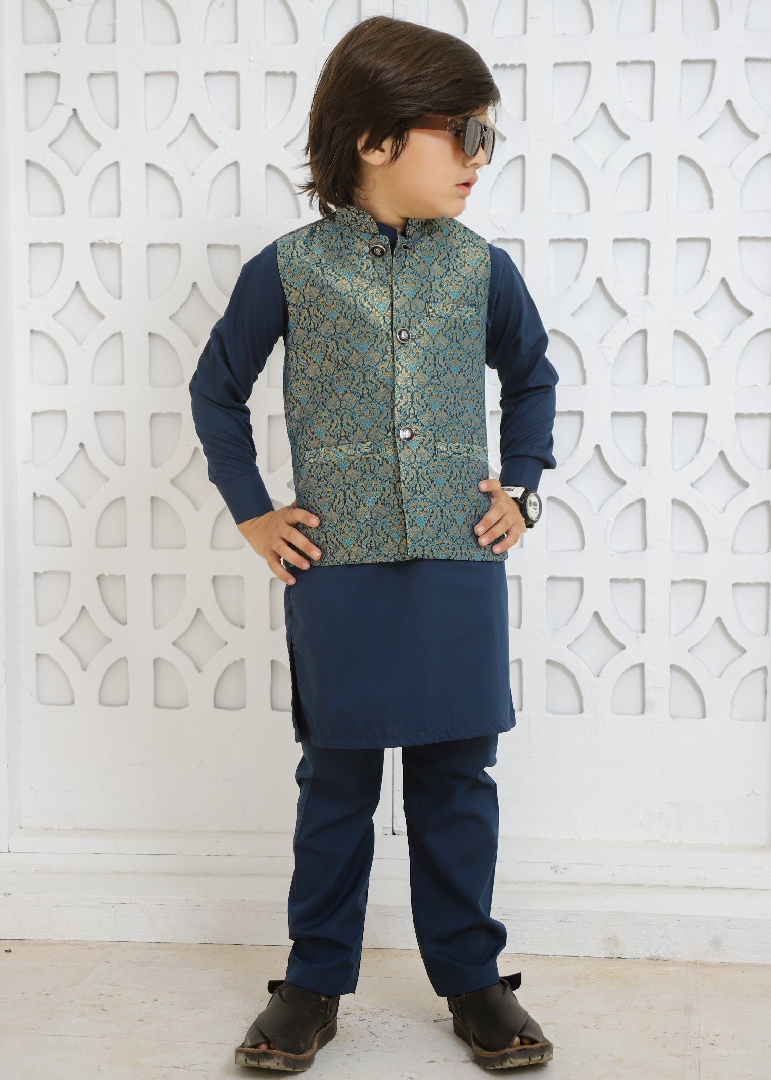 Moonlight Blue Waistcoat Suit -EW 87 Secondary image