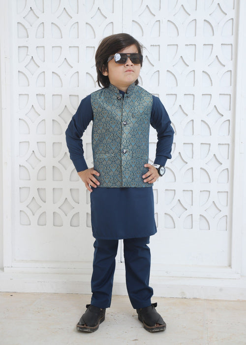 Moonlight Blue Waistcoat Suit -EW 87