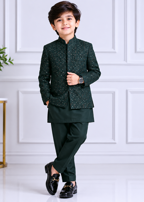 Hunter Green Open Prince Coat Suit P44
