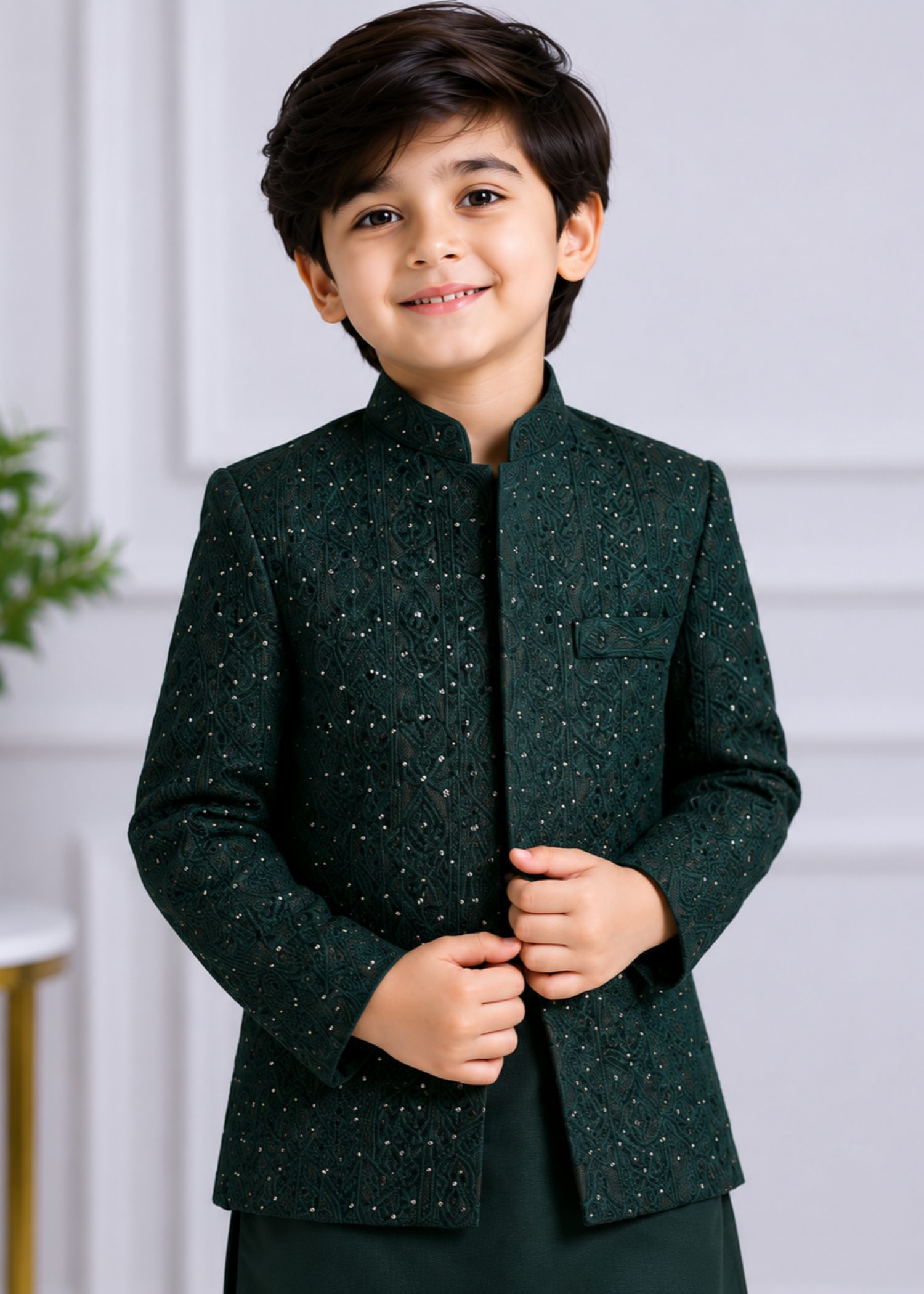 Hunter Green Open Prince Coat Suit P44 Secondary image