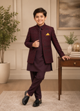 Maroon Open Prince Coat Suit P36
