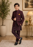 Maroon Open Prince Coat Suit P36