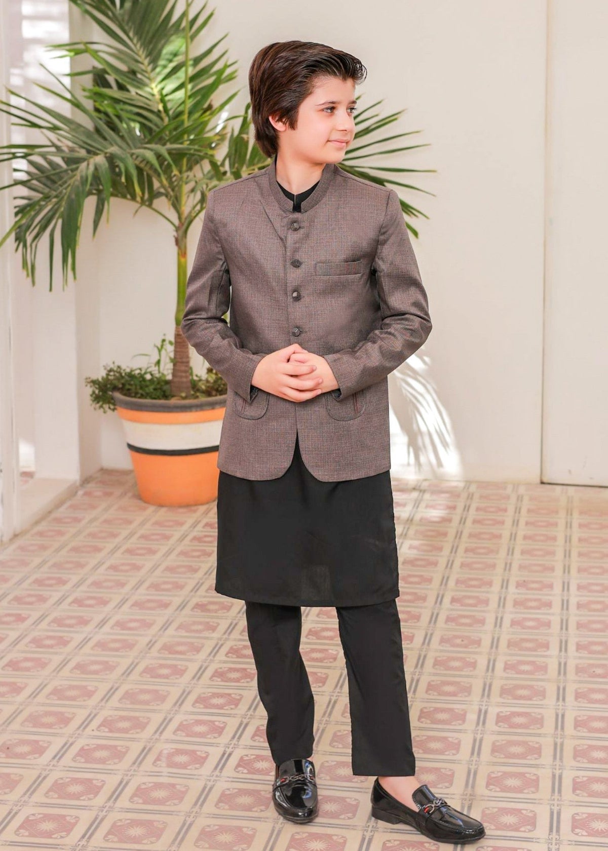 Battleship Grey Prince Coat Suit- AP 002