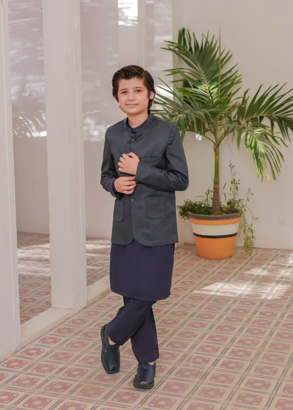 Greyish Blue Prince Coat Suit - AP 001 Main image