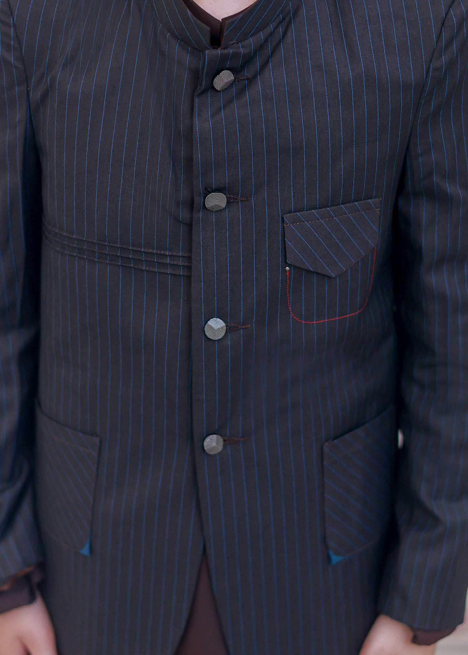 Dark Blue Prince Coat With Brown Kurta Trouser- AP 010 Secondary image