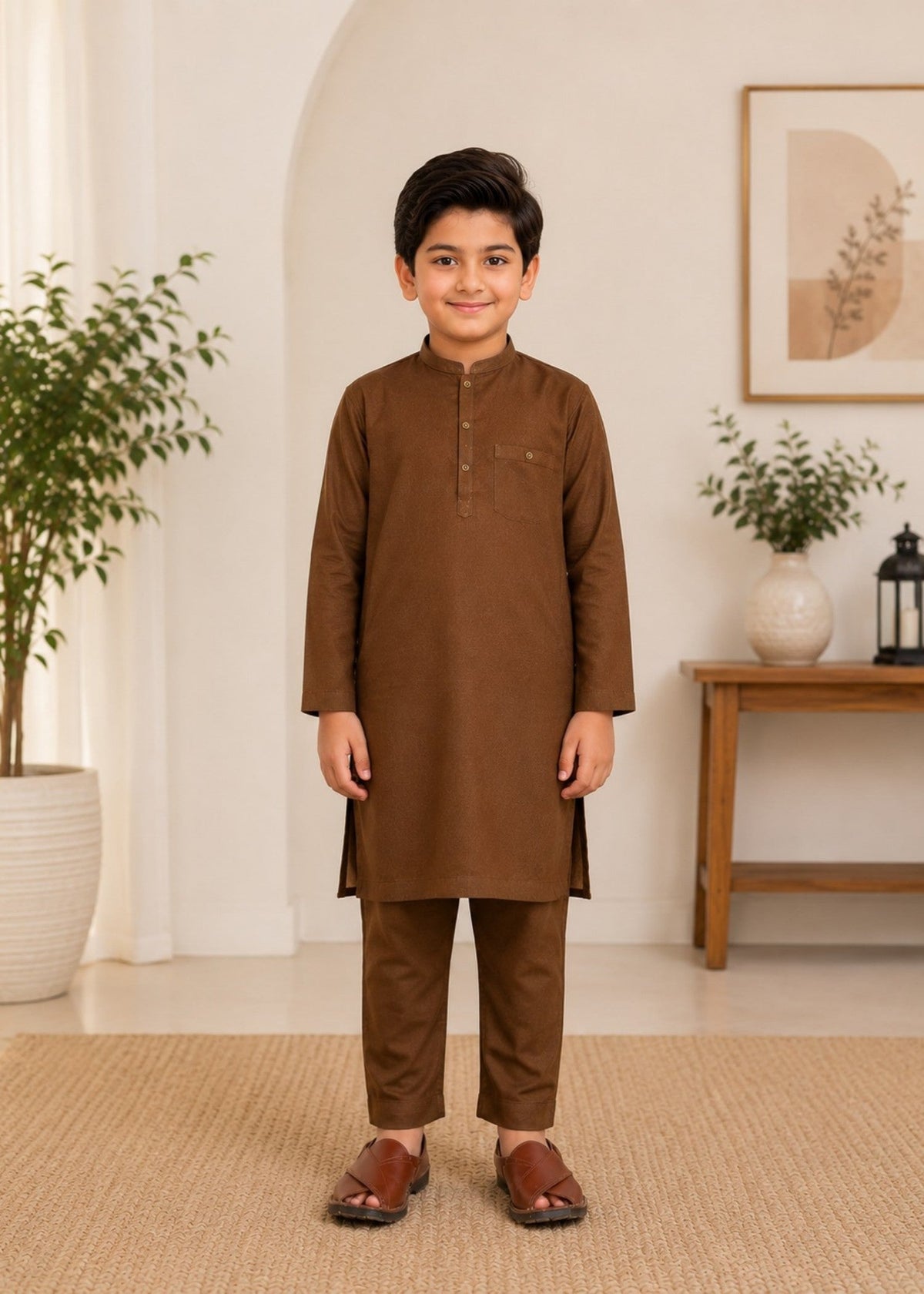 Mehendi Brown Kurta Trouser-AH 017 Main image