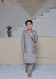 Pastel Grey Prince Coat Suit AP 014