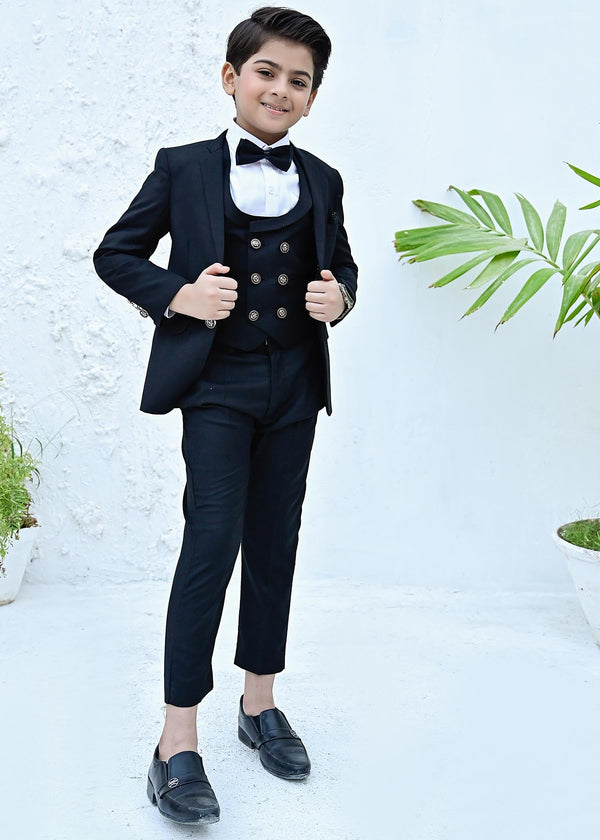 5pcs Black suit (Coat+Waistcoat+Pant+Shirt+Bow) - CPS 001