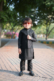 Black Sequence Embroidered Waistcoat Suit EW27