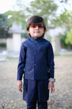 Blue Embroidered Waistcoat Suit EW33