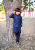 Blue Embroidered Waistcoat Suit EW34