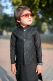 Black Sequence Embroidered Waistcoat Suit EW27