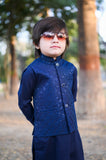 Blue Embroidered Waistcoat Suit EW33