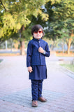 Blue Embroidered Waistcoat Suit EW33