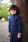 Blue Embroidered Waistcoat Suit EW33