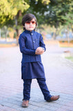 Blue Embroidered Waistcoat Suit EW33