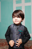 Blue Embroidered Waistcoat Suit - WDS 008