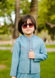 Glacial Blue Waistcoat Suit-AHW-003