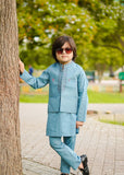 Glacial Blue Waistcoat Suit-AHW-003