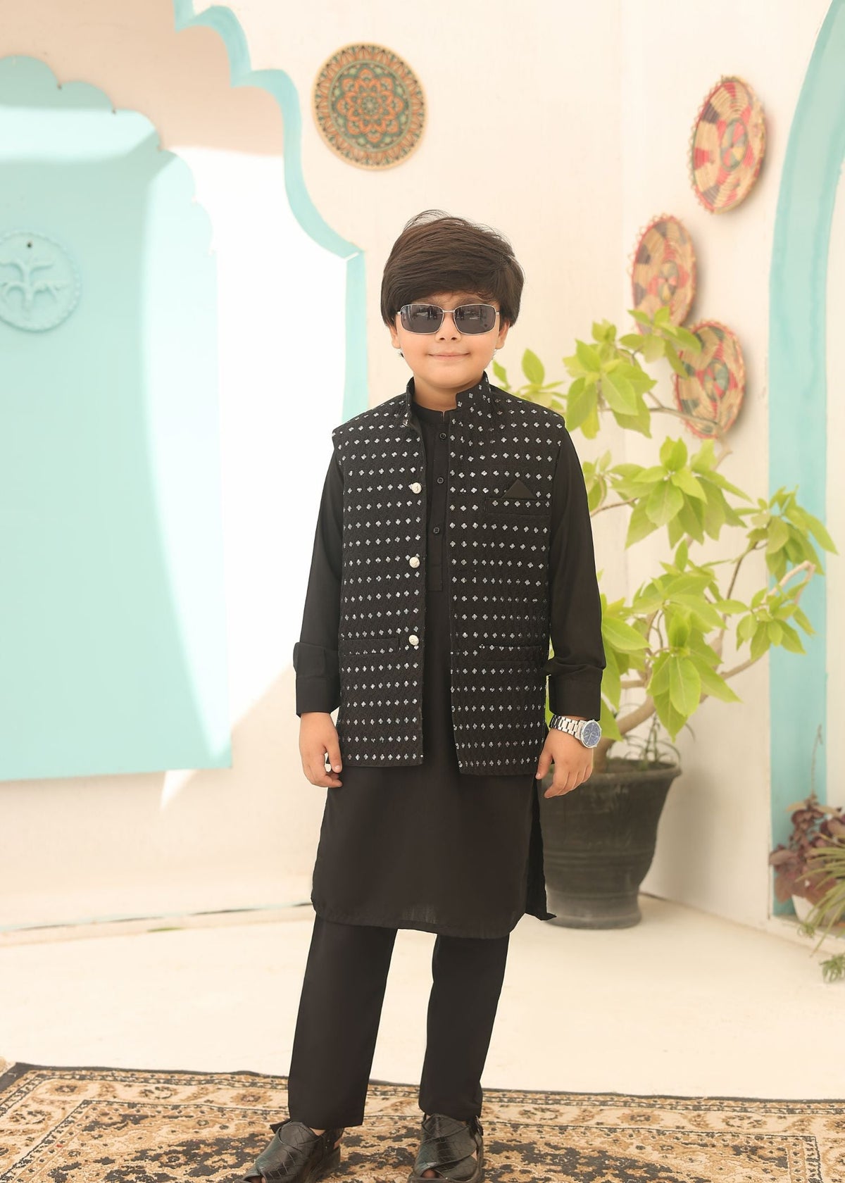 Festive black waistcoat suit EW 24 Main image