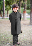 Black Open Long Sherwani S26