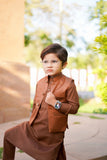 Almond Brown Waistcoat Suit EW06