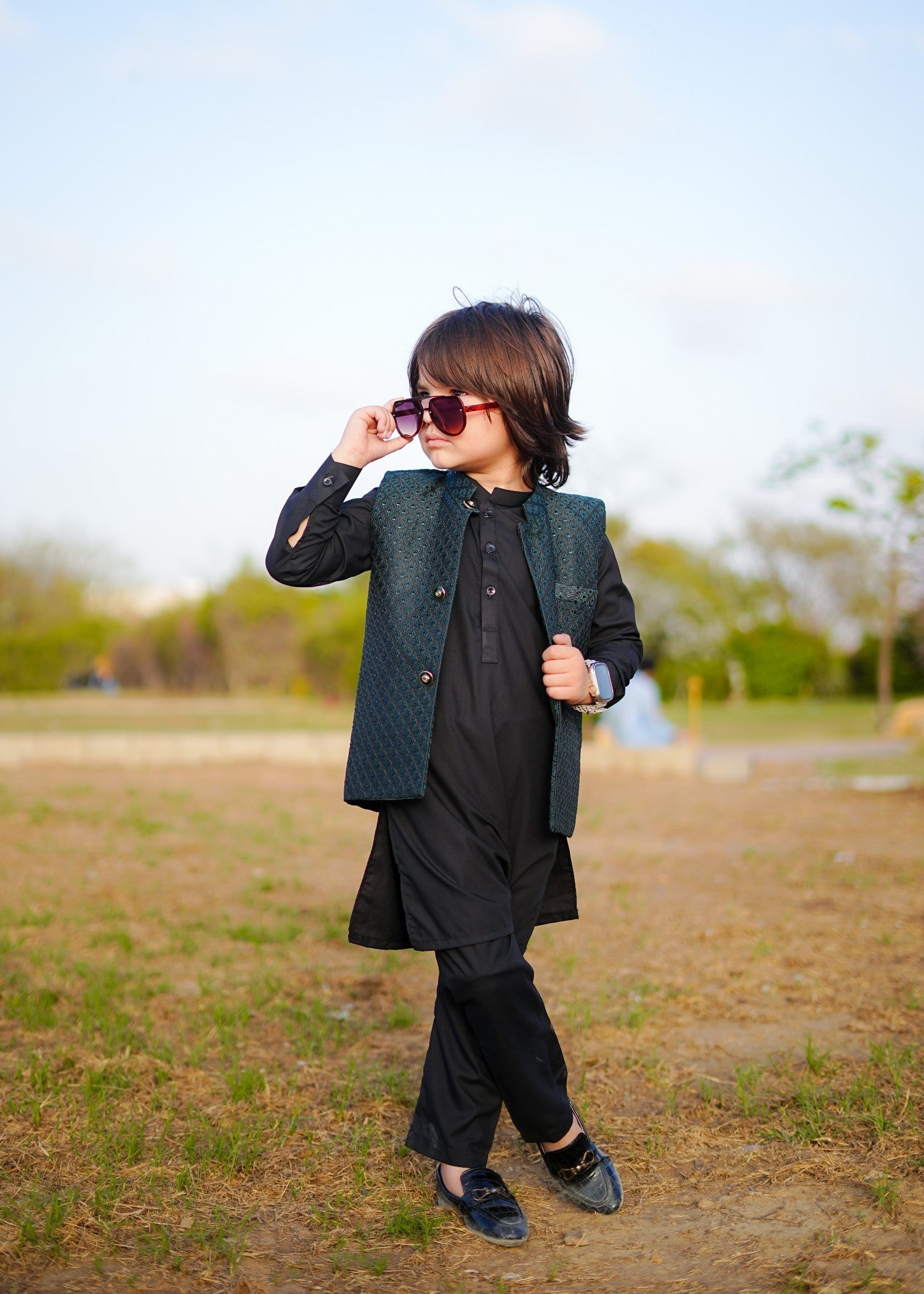 Green Waistcoat with Black Suit EW 55 Secondary image