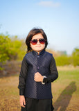Blue Waistcoat with Black Suit EW 56