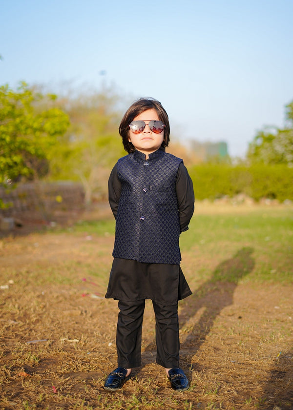 Blue Waistcoat with Black Suit EW 56