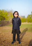 Blue Waistcoat with Black Suit EW 56