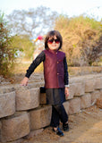 Maroon Waistcoat with Black Suit EW 54