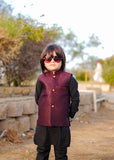 Maroon Waistcoat with Black Suit EW 54