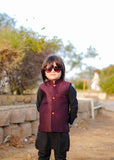Maroon Waistcoat with Black Suit EW 54