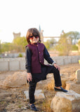 Maroon Waistcoat with Black Suit EW 54