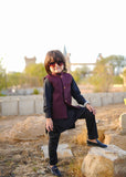 Maroon Waistcoat with Black Suit EW 54