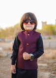 Maroon Waistcoat with Black Suit EW 54