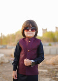 Maroon Waistcoat with Black Suit EW 54